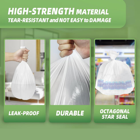 4 330 Count 3G Gallon Small Trash Bags Tear & Leak Resistant Small Garbage Bags For Bathroom White Trash Can Liners