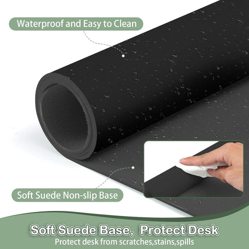 Boutilon (L-Black,35"x 17") Leather Desk Pad Protector,Non-Slip Mouse Pad,Laptop Desk Pad,Office Mouse Mat,Waterproof