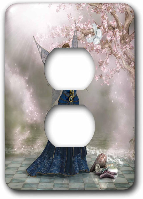 3dRose lsp_172916_6 Fairy Hold a Butterfly in Her Hand on a Fantasy Landscape Light Switch Cover by 3dRose