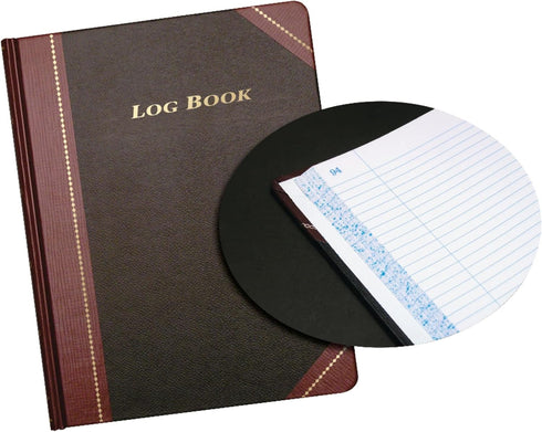 Log Book Adams, 8.13 x 10.38 Inches, Black Covers with Maroon Spine, 150 Pages (ARB810L15)