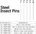 WILLBOND Stainless Steel Insect Pins Kit, 500 Pieces Variety Pack for Butterfly Collections, 5 Sizes