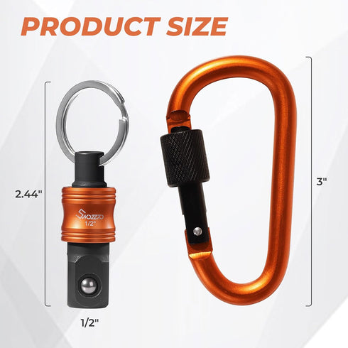 Swozzto 1/2" 5PCS Set,Heavy-Duty Toolbox,Drive Socket Holder Keychain Quick-Release Organizer with Locking Clip,Impact