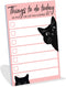 Funny Black Cat Lover Small Sticky Notes, Pink | Things to Do Today | Humor Notebook Notepad for Women Gift | 50 Pages