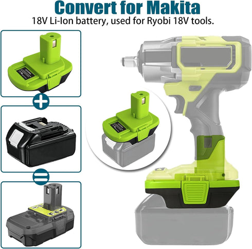 MT20RNL Battery Adapter for Makita to for Ryobi 18V Power Tools, Battery Adaptor Convert for Makita 18V Battery to for Ryobi 18V Power Tools(No Battery)