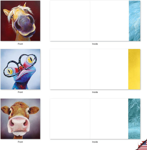 The Best Card Company - 10 Adorable Blank Note Cards (4 x 5.12 Inch) - Assorted Wildlife and Animal Cards Kids Set