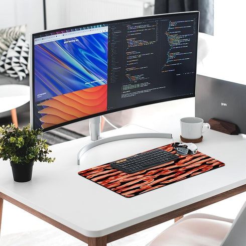 FekiLoot Bacon Pattern Desk Pad Large Office Desk Mat Waterproof Writing Mouse Pad Non-Slip Rubber Mousepad Computer