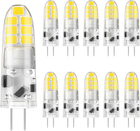 DiCUNO G4 LED Bulb 12V, JC Bi-Pin Base 2W Daylight White 6000K, 20W T3 Halogen Replacement Bulb for Landscape Light