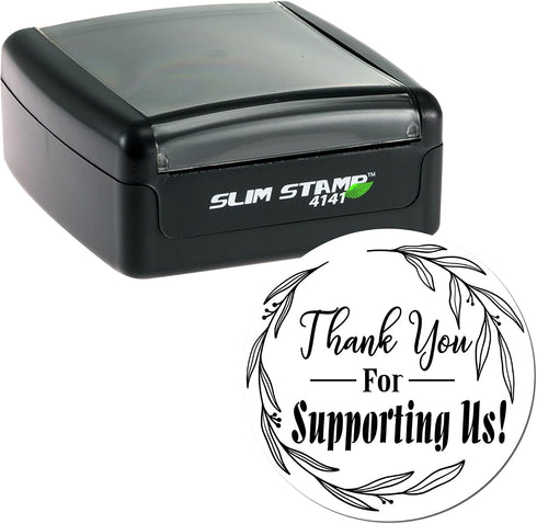 Packaging 1-5/8" Personalized Thank You Stamp | Elegant Botanical Pre-Inked Custom Business Stamp for Small Business