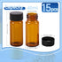 15 PCS 40ML Amber Small Liquid Sample Glass Vials with Screw Caps, Leak-Proof Vial for Lab, Essential Oil