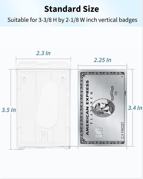 Pawfly 5 Pack Vertical 2-Card Badge Holder - Hard Transparent PC Case Protector for IDs and Credit Cards