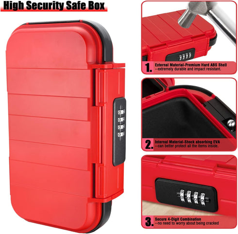 XXL Large Outdoor Waterproof Security Lock Box, Shockproof Travel Safe with Removable Wire Rope, 4-Digit Combination