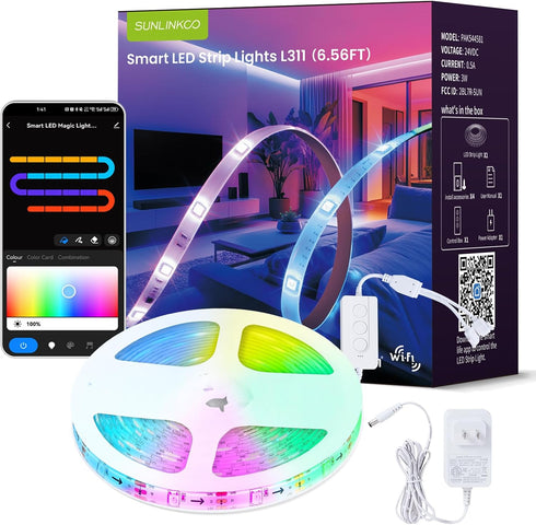 RGB+IC LED Strip Lights, Smart Bluetooth LED Light for Bedroom, Color Changing