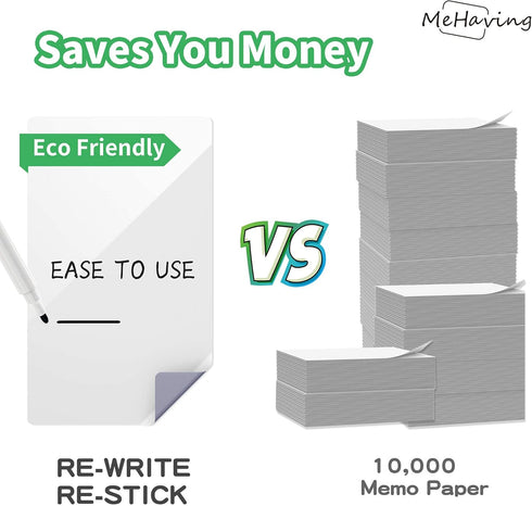 Dry Erase Sticky Note Pads, 3x5" 24pcs Reusable Small White Board Stickers for Office, School Supplies, Eco Friendly