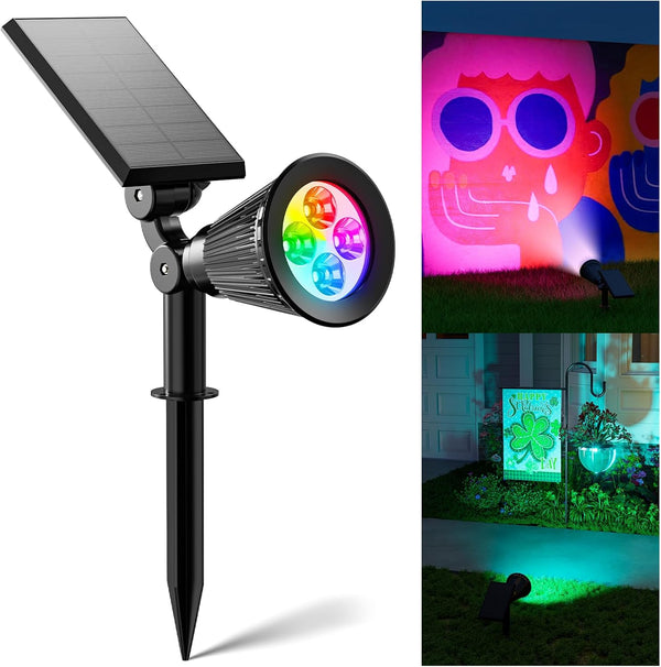 Color Changing Solar Spotlights Outdoor for Tree, Flower, Plant, Statue, Decorations, Wall,