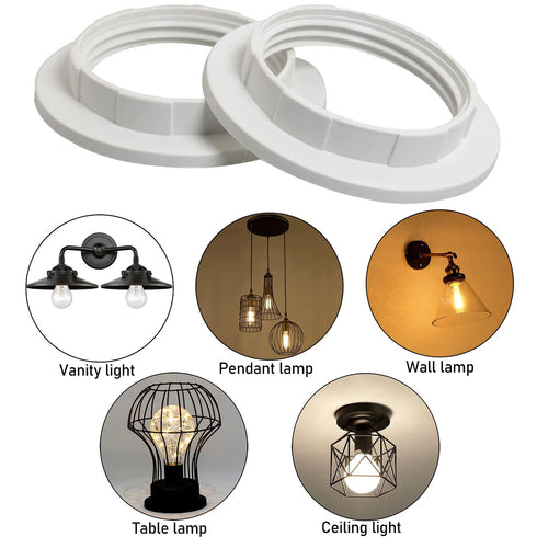 LUORNG 6PCS E27/E26, 58mm, ID38mm) Light Socket Shade Rings for Retaining Rings for Glass Lamp Shades/Light Fixtures