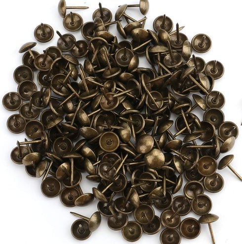 Kingrol 500 Count Upholstery Nails Pins, Antique Brass Finish, 7/16"/11mm Furniture Tacks