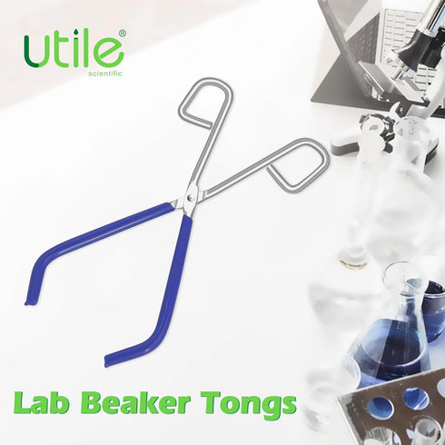 Lab Beaker Tongs, Made of Mild Steel, with Chrome Plated Surface and Blue PVC Overmolding Cover, Laboratory Clamps for 50ML-2000ML Beakers, 4030.0903.1