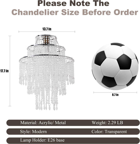 SEEYUAN 3 13.7''*H17.7'' Tiers Acrylic Chandeliers lamp Shade, Acrylic Beaded Chandelier,Pendant Ceiling Light Shade