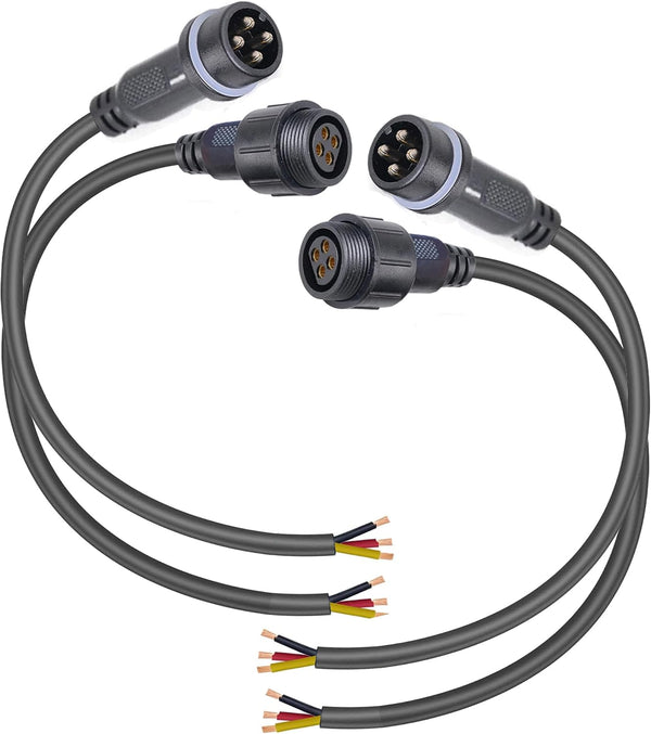 Waterproof Connectors 4 Wire, 14AWG Male Female Plug LED Connector with 4Pin Waterproof Connectors, IP68 Extension Cable