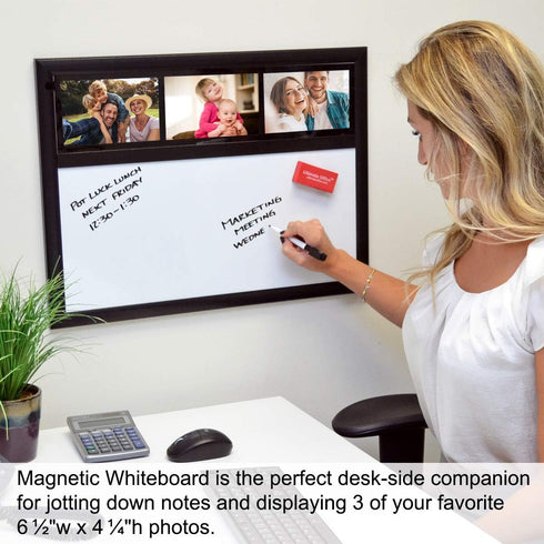 Ultimate Office Magnetic Whiteboard 24 x 18 Memo Board PLUS, 3 Photo Frames, Marker & Magnetic Eraser