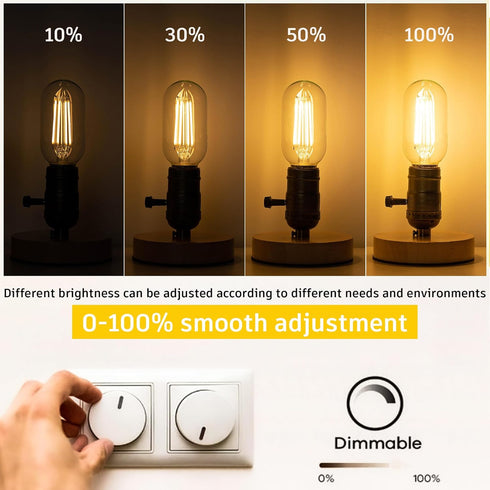 Dimmable E26 Bulbs 60Watt, 4.3 inches T45/T14 6W Bulbs, 900Lumen Bulbs,2700K Scones(2pcs) LED Edsion Tubular Light