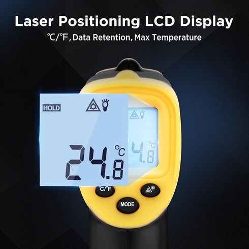 Infrared Thermometer Laser Temperature Gun, -58? to 1112?, Adjustable Emissivity, Digital IR Thermometer for Cooking