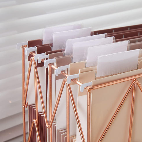 Y YOMA 6 Pack Extra Capacity Hanging File Folders, Letter Size Accordion Decorative Organizer with 1/5-Cut Tabs, Mocha