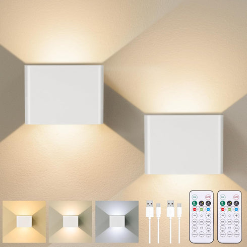 Yochoice Set 2, 6000mAh 3CCT, Motion Sensor Wall Light Indoor of Wireless Rechargeable Battery Operated LED Sconce Up