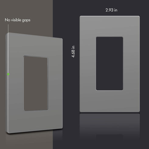 ENERLITES Grey Screwless Decorator Wall Plate Child Safe Outlet, Size 1-Gang 4.68" H x 2.93" L Switch Cover, Unbreakable Polycarbonate Thermoplastic, SI8831-GY, Glossy, Gray by ENERLITES