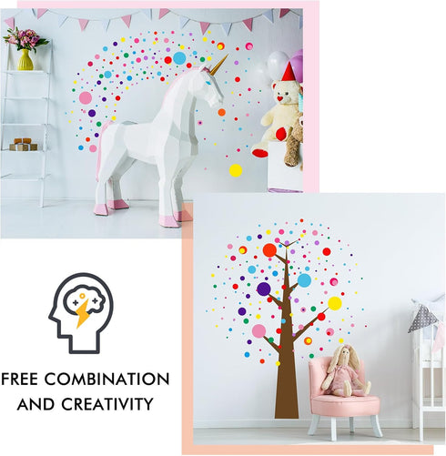 Zonon 264 Pieces Colorful Polka Dot Wall Decals Circle Wall Stickers for Kids Vinyl Removable Nursery Classroom Bedroom