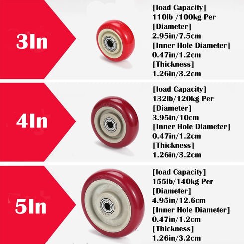 Axceroh 3 Inches 4 Packs 350 LBS, Casters Wheels Medium Duty, Bearing Replacement for Platform Trucks Cart Furniture