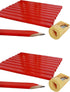 Set 20 2 Bexter Carpenter Pencil with Sharpeners Red Flat Woodworking Marking Tools + Sharpeners for Construction