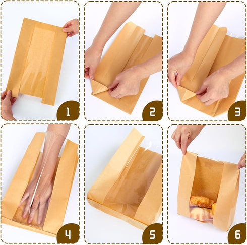 50Packs Packaging (13.7x8.3x3.5 Inch), Moretoes Large Paper Bread Bags for Homemade Bread, Sourdough Bread Bags
