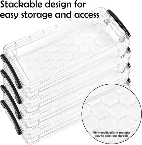 Voittozege 24 8.5 4 1.6 Pcs Large Capacity Plastic Pencil Box, x x Crayon Box with Snap Tight Lid, Brush Organizer