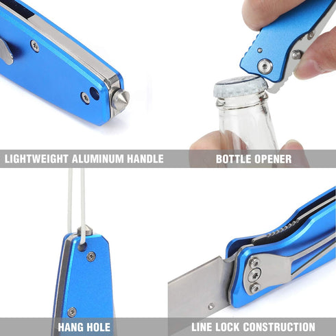 Mossy Oak Folding Pocket Knife, 7-inch Stainless Steel Drop Point Blade EDC Multi-Functional Tool