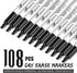 Black Dry Erase Markers, Low-Odor, 108 Count, Chisel tip, Perfect for Writing on Whiteboards, Dry-Erase Boards, Glass, School Office Supplies by Buecs