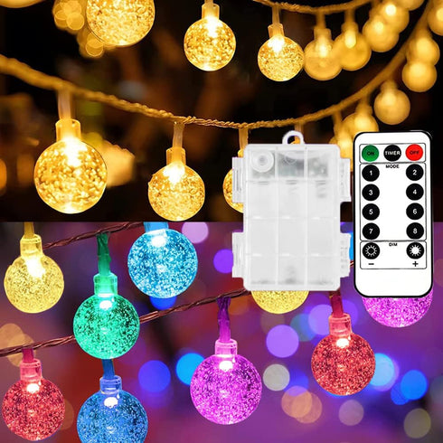 Mocalido 40ft Globe String Lights Battery Operated Outdoor, 80 LEDs Hanging Lights