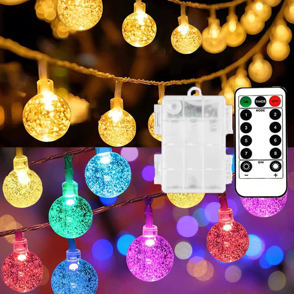 Mocalido 40ft Globe String Lights Battery Operated Outdoor, 80 LEDs Hanging Lights