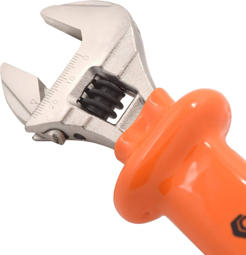 WEIDA 8" Heavy Duty Insulated Electrician Adjustable Wrench Cushion Grip And Nickel-Plated Surface Anti-Rust by WEIDA