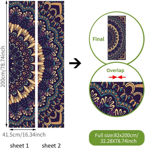 Alwayspon 32.3x78.7, 2 Set Vintage Art Self Stick Vinyl Door Mural Sticker, Peel and Stick Removable Refrigerator Wrap