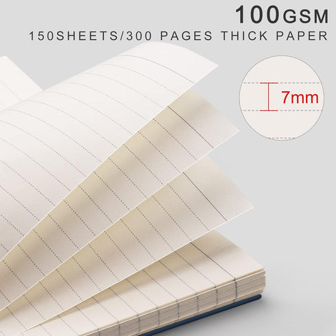 EMSHOI A4 Spiral Notebook, 300 Pages/150 Sheets, 11.2" x 8.27", College Ruled Lined Journal, Waterproof Softcover, Blue