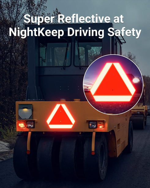 Slow Moving Vehicle Sign, Rust Free Aluminum Triangle Signs, 14"X16", 40-Mil Thick Reflective for Safety