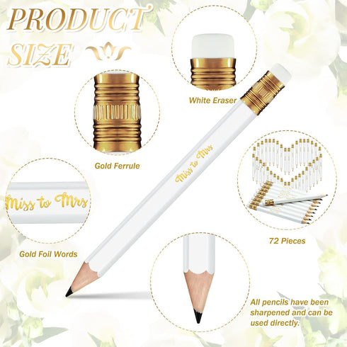 Chinco 72 Pieces Bridal Shower Game Pencils Wedding Pencils Pre Sharpened Mini Short Pencils 4 Inch Game Pencils Bridal Pencils for Wedding Shower Favors Presents Gifts Golf Classroom School (Novel) by Chinco
