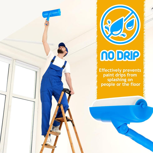 2 10 Inch Lasnten Pcs Ceiling Paint Roller with Shield Adjustable Head No Drip Kit Without Splatter for Walls