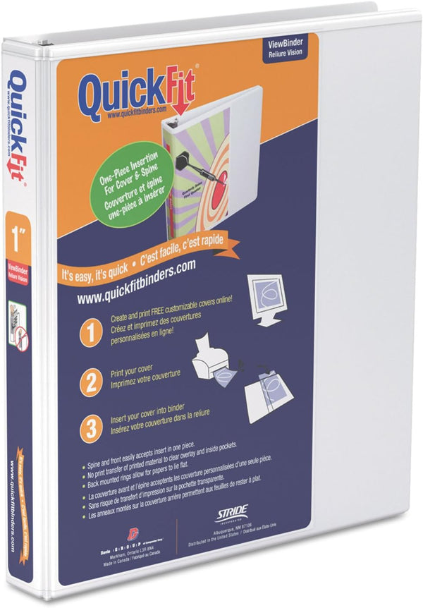QuickFit View Binder, 1 Inch, Round Ring, White, 87110