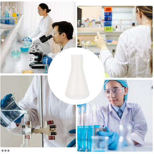 ULTECHNOVO 10pcs Plastic Erlenmeyer Flasks, Narrow Mouth Lab Flask with Scale for School Experiments