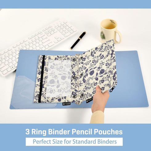CBBYY Goth Bat Pencil Pouches, 2 Pack 3 Ring Binder Pencil Case with Zipper Reinforced Grommets for Office
