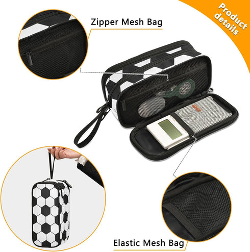 XUWU Soccer Ball Large Capacity Pencil Case Pencil Pouch Office School Large Storage Pen Bag 3 Compartment pencil box for Adults School Teen Girl Boy Men Women
