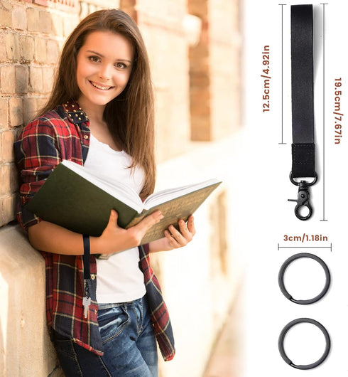 Hand Wrist Lanyard Key Chain Holder, Black Short Keychain Strap for Women & Men, Car Key Wristlet