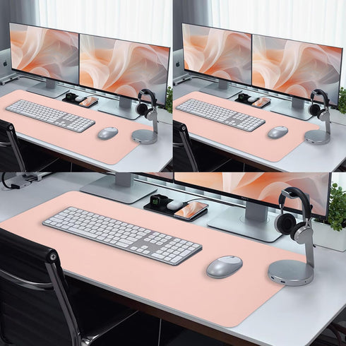 Blossoms Pink Desk Mat, Large Waterproof Non-Slip Leather Desk Pad for Keyboard and Mouse, 31.5×15.7 Inches